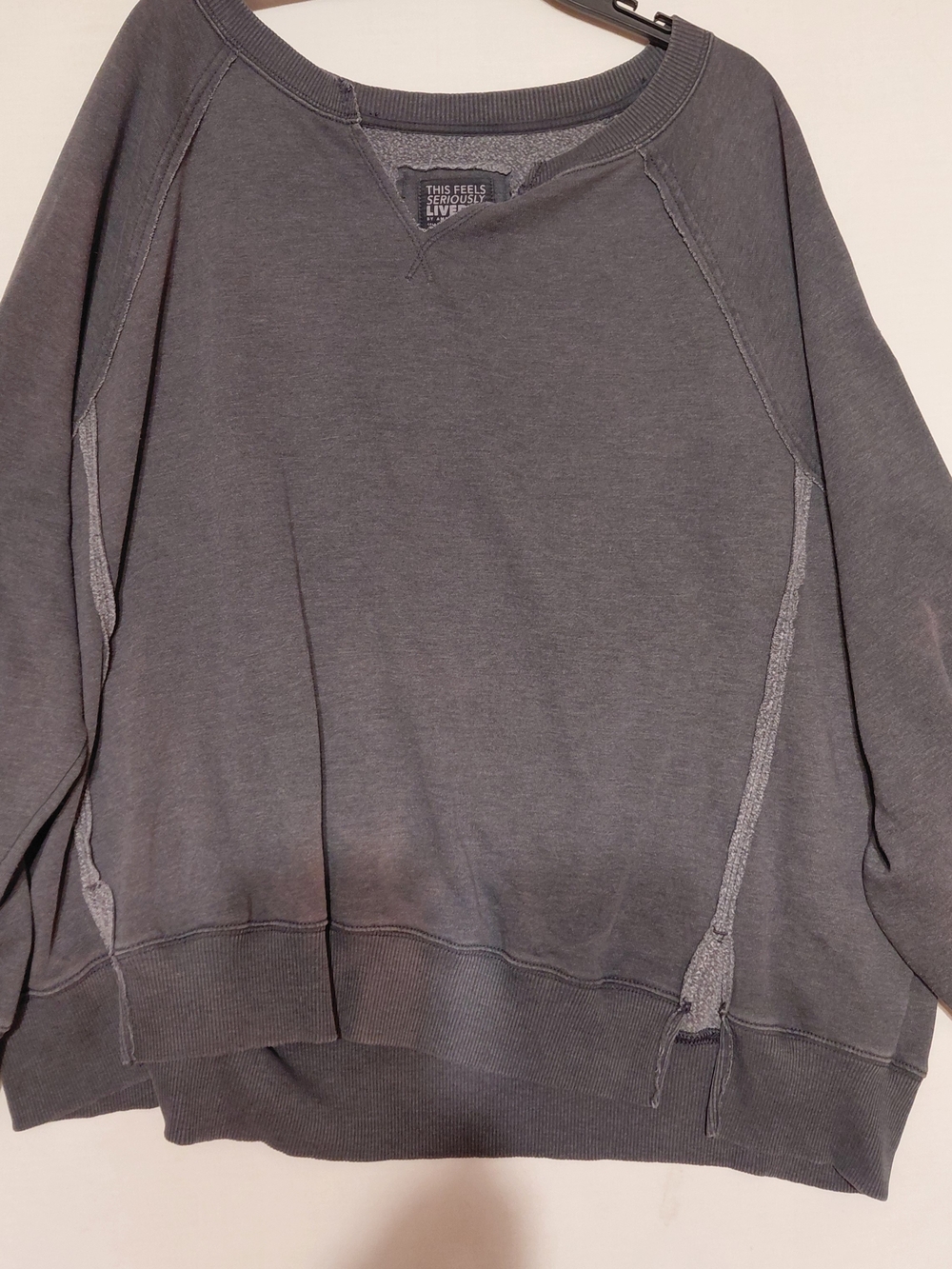 American Eagle This Feels Seriously Lived In Sweatshirt Women L Gray AE  Soft